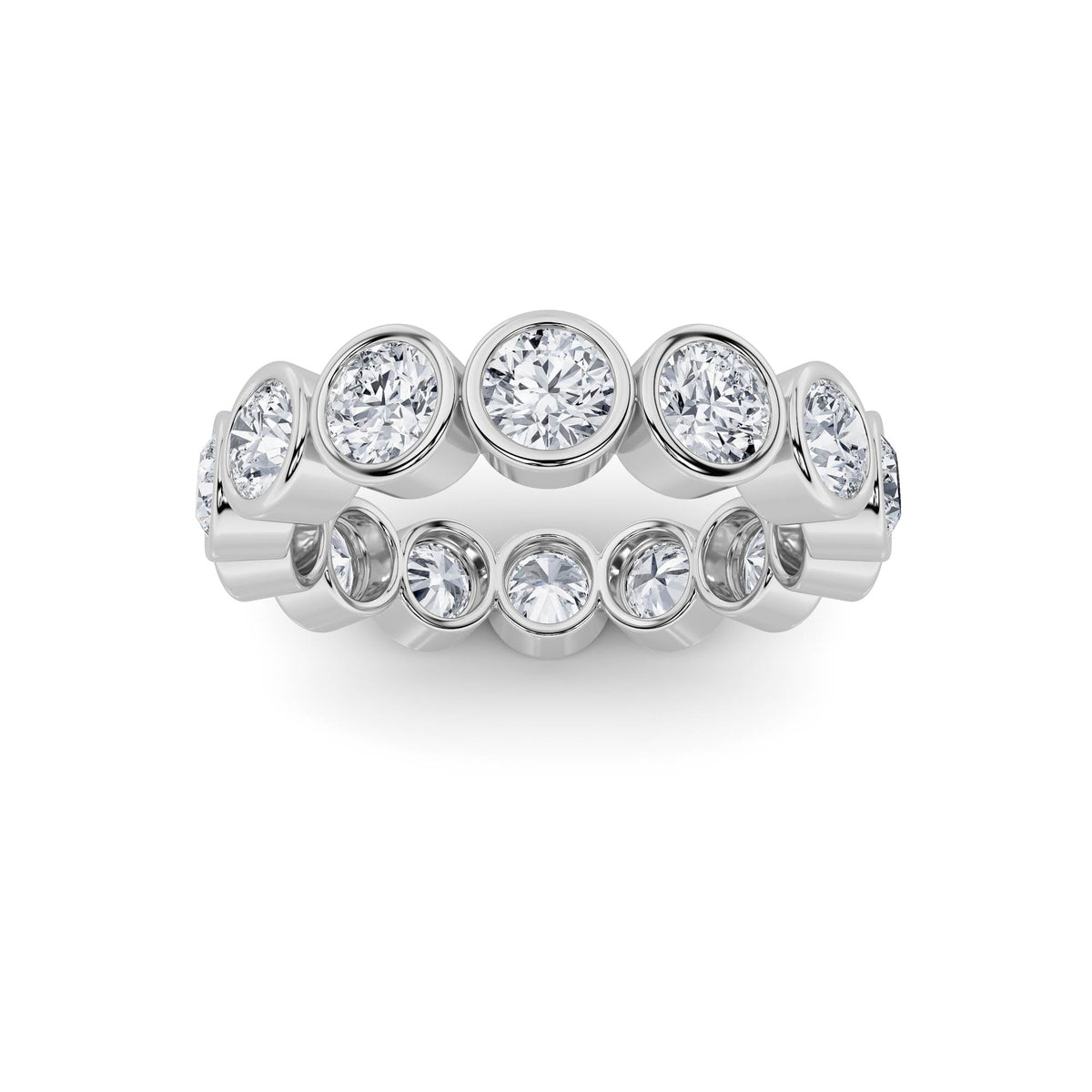3.5CTW Round Lab-Grown Diamond Bezel Eternity Band Ring - Size 8