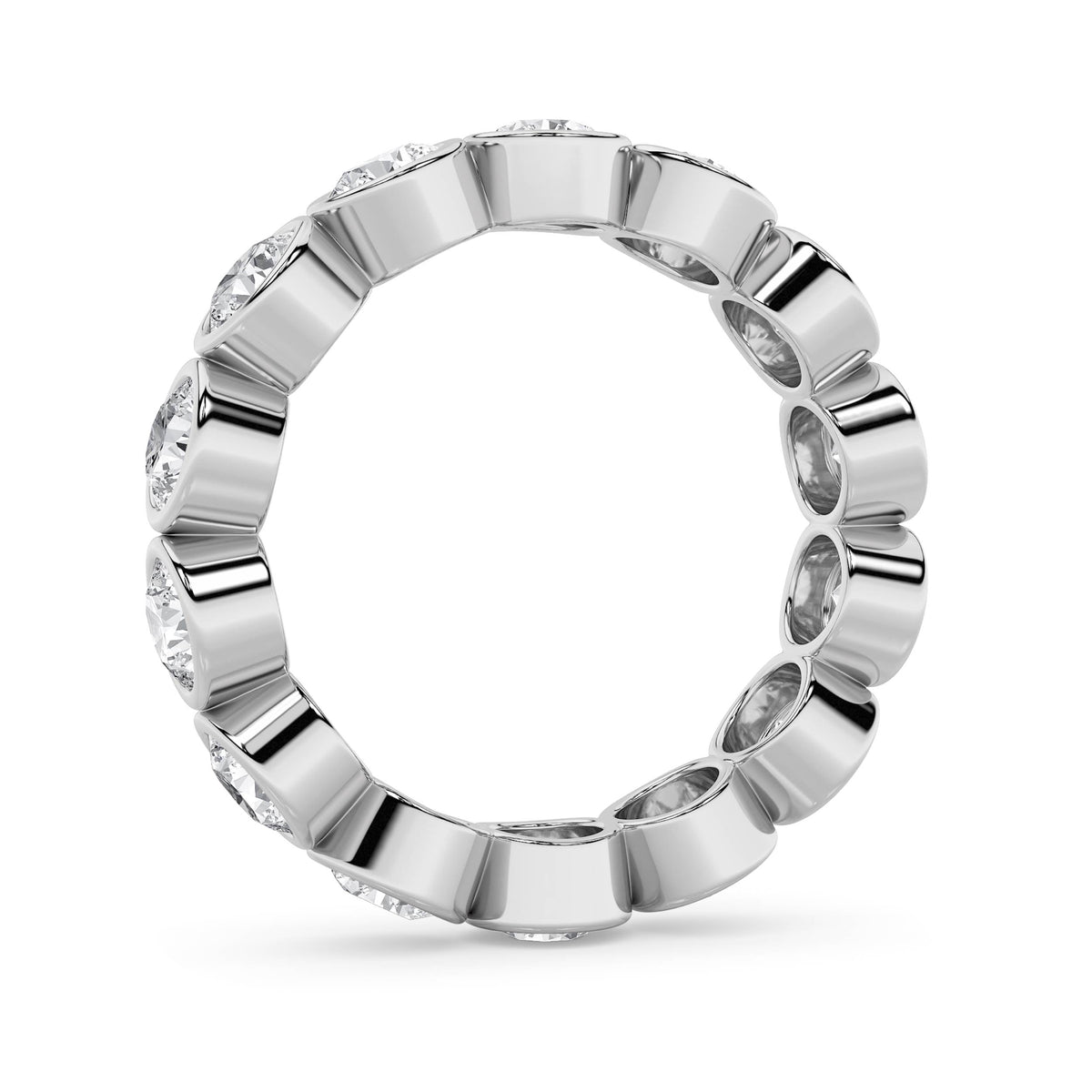 3.5CTW Round Lab-Grown Diamond Bezel Eternity Band Ring - Size 8