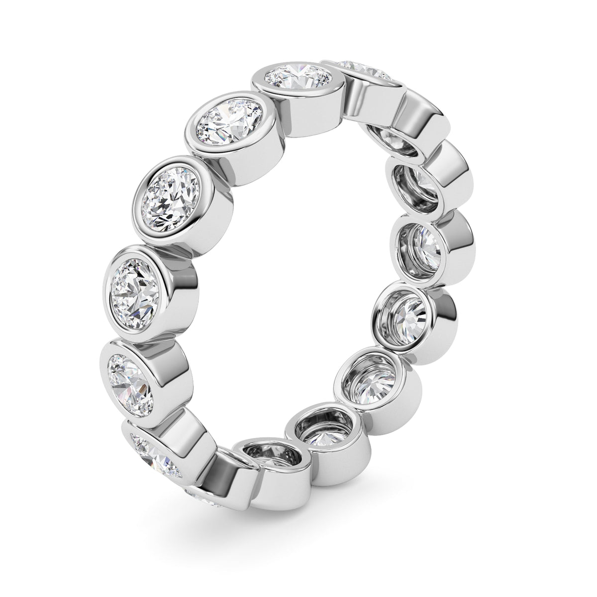 3.8CTW Round Lab-Grown Diamond Bezel Eternity Band Ring