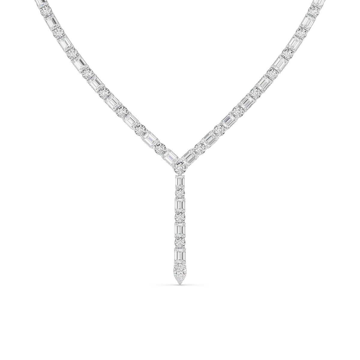 28CTW Mix Lab-Grown Diamond Prong Necklace 116 Stones