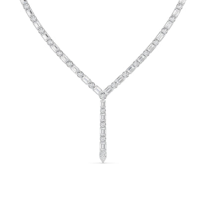 28CTW Mix Lab-Grown Diamond Prong Necklace 116 Stones