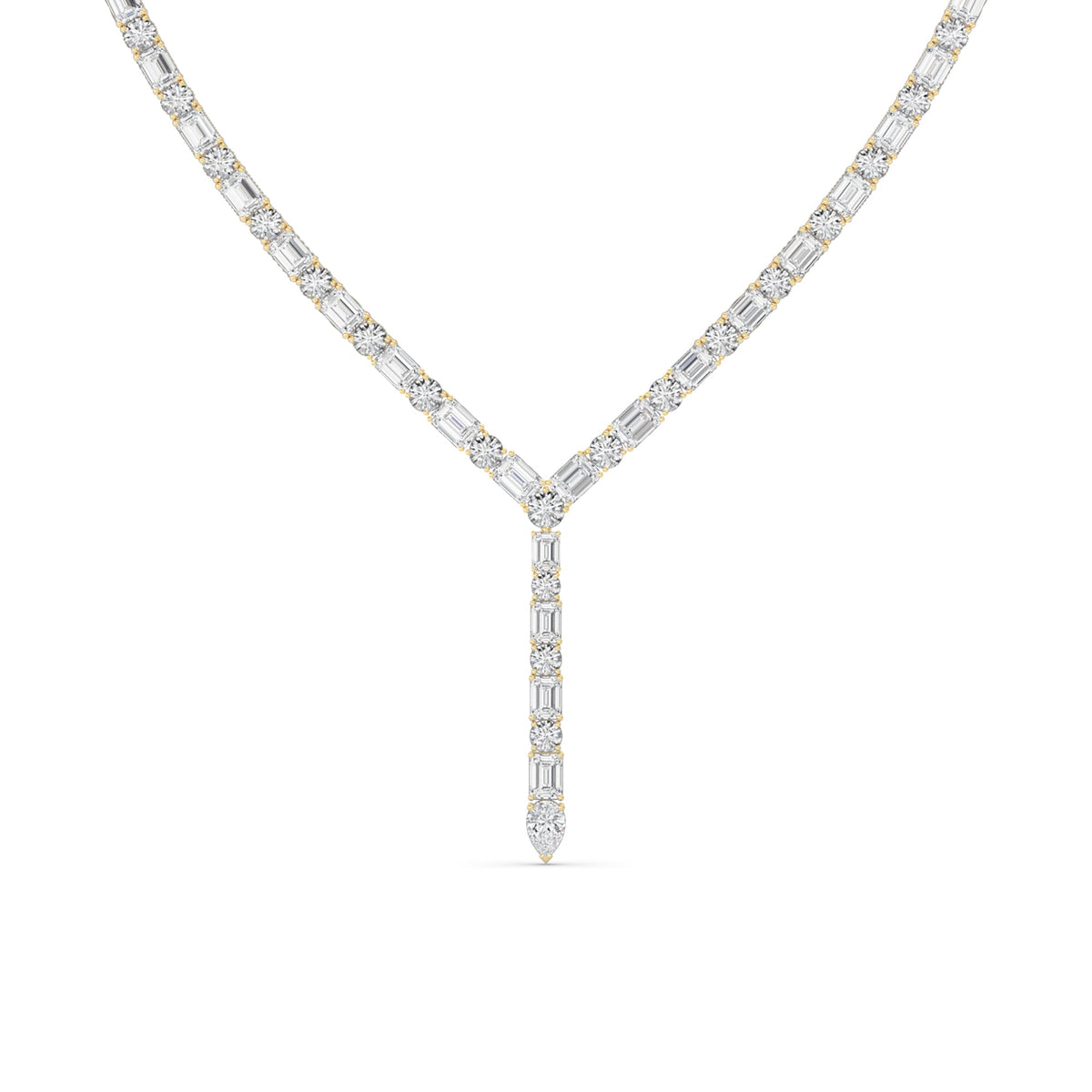 28CTW Mix Lab-Grown Diamond Prong Necklace 116 Stones