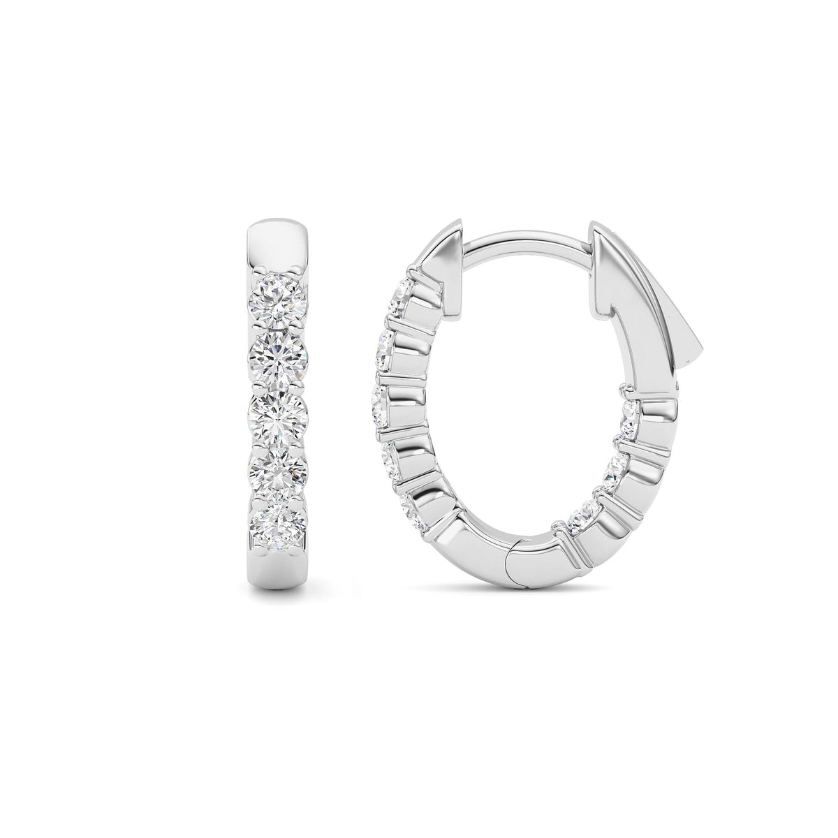 1CTW Round Lab-Grown Diamond Prong Inside Out Hoop Earring 16 Stones