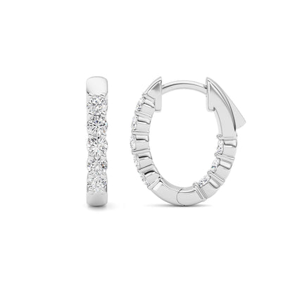 1CTW Round Lab-Grown Diamond Prong Inside Out Hoop Earring 16 Stones
