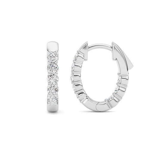 1CTW Round Lab-Grown Diamond Prong Inside Out Hoop Earring 16 Stones