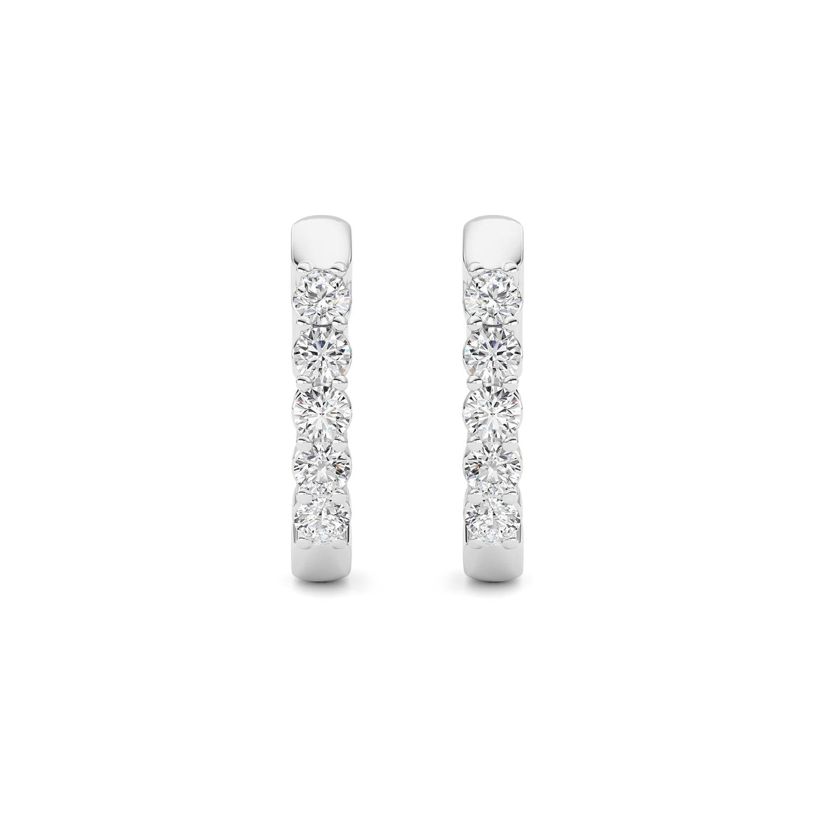 1CTW Round Lab-Grown Diamond Prong Inside Out Hoop Earring 16 Stones