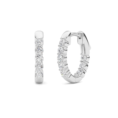 1CTW Round Lab-Grown Diamond Prong Inside Out Hoop Earring 16 Stones