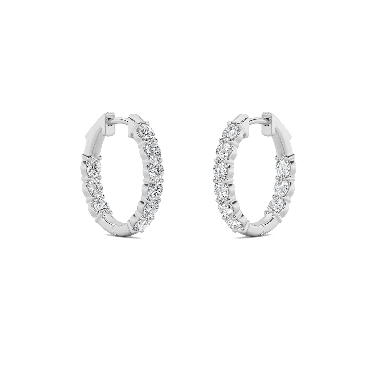 1CTW Round Lab-Grown Diamond Prong Inside Out Hoop Earring 16 Stones