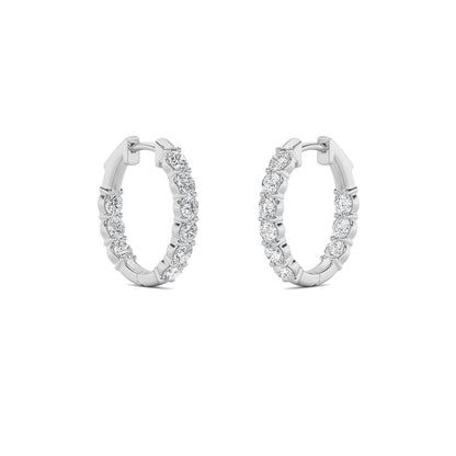 1CTW Round Lab-Grown Diamond Prong Inside Out Hoop Earring 16 Stones