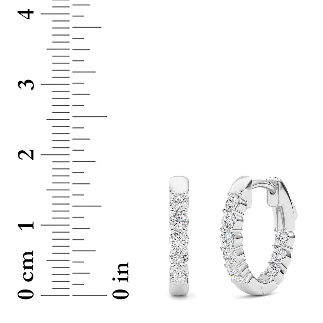 1CTW Round Lab-Grown Diamond Prong Inside Out Hoop Earring 16 Stones