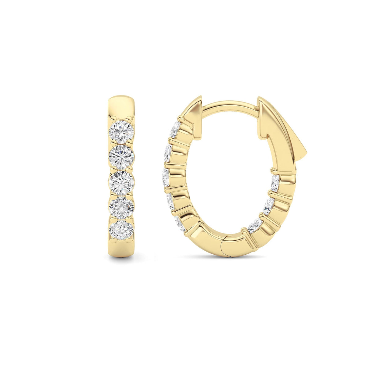 1CTW Round Lab-Grown Diamond Prong Inside Out Hoop Earring 16 Stones