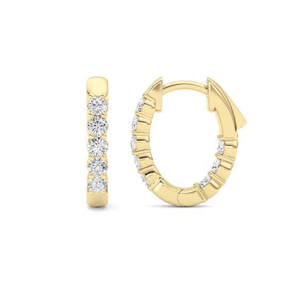 1CTW Round Lab-Grown Diamond Prong Inside Out Hoop Earring 16 Stones
