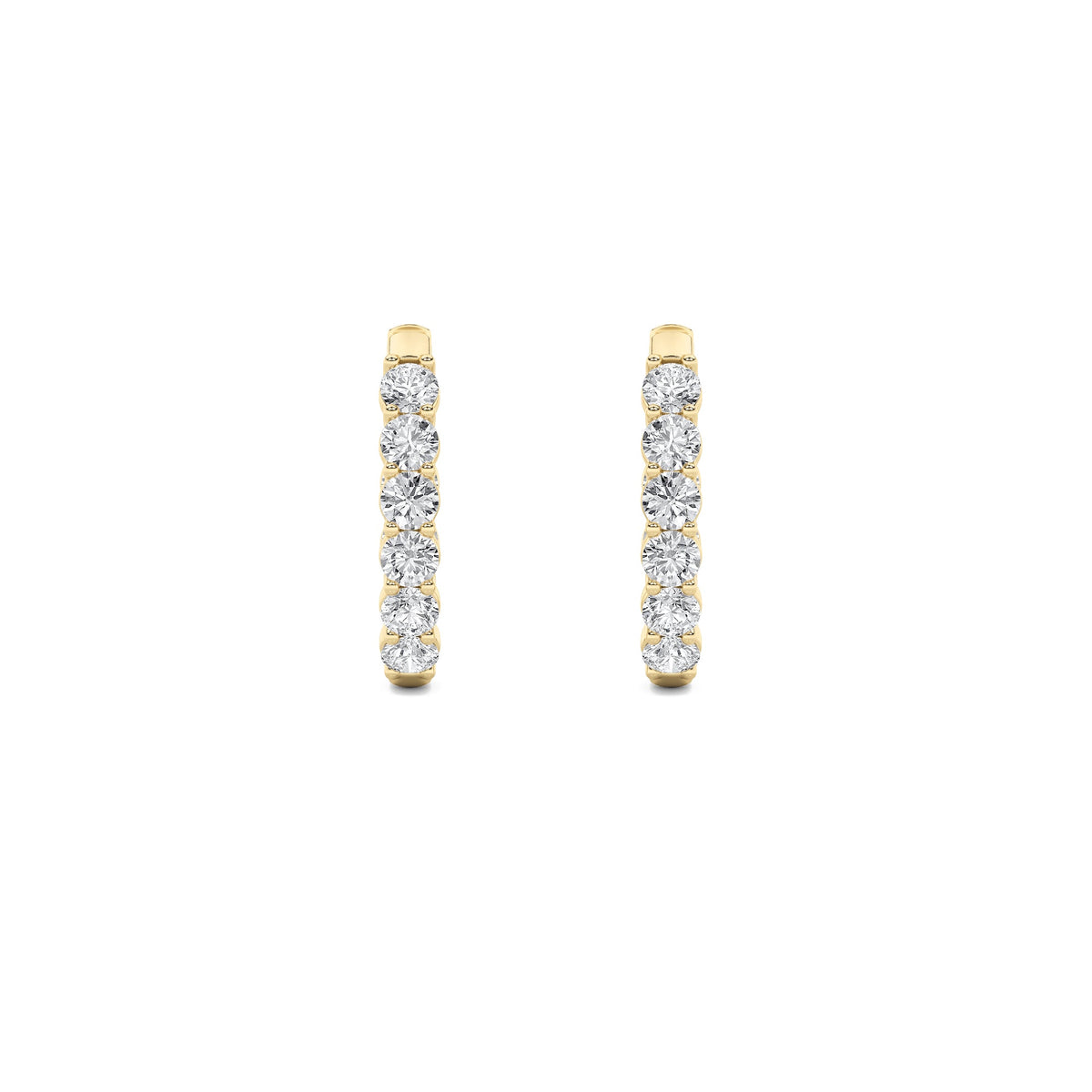 1CTW Round Lab-Grown Diamond Prong Inside Out Hoop Earring 16 Stones