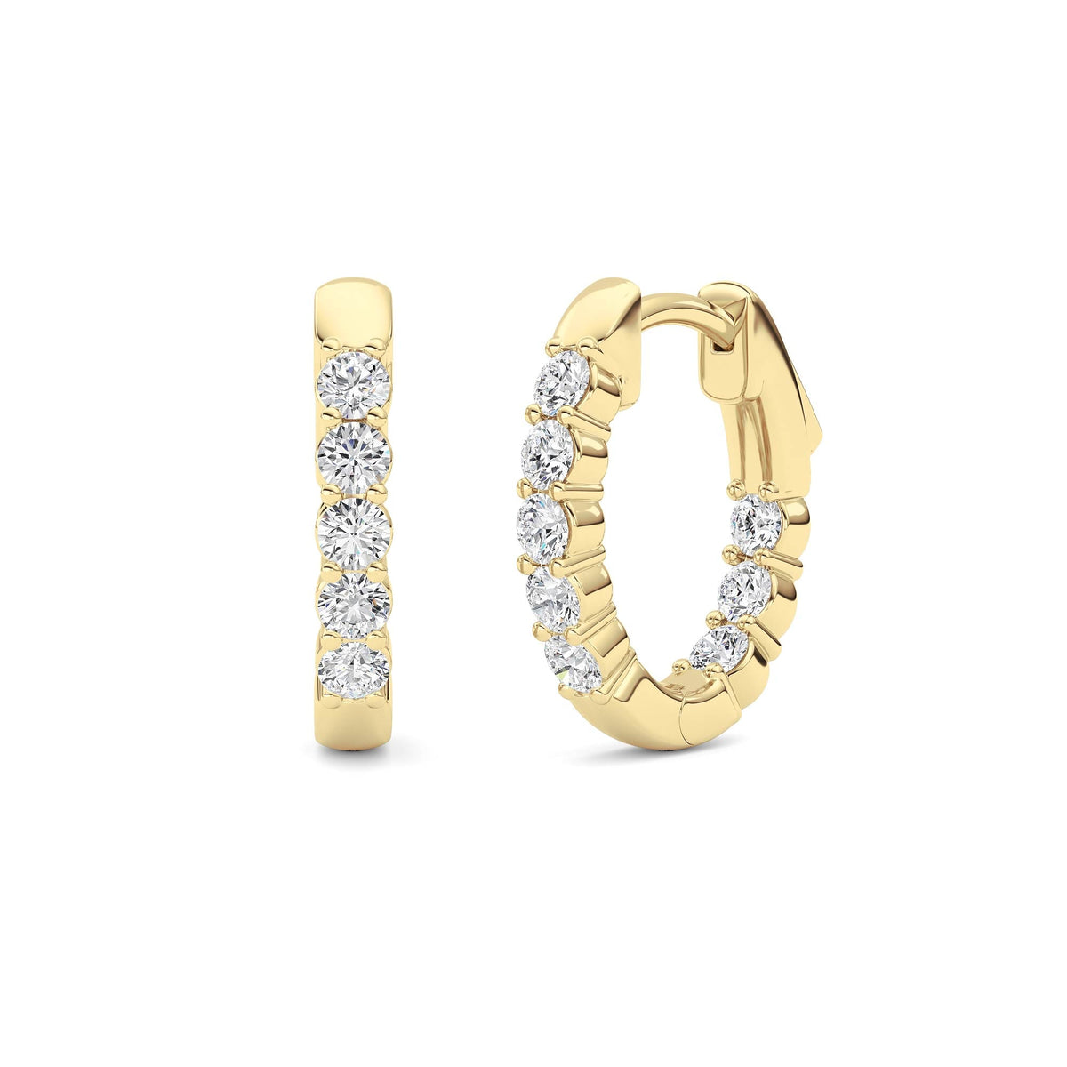 1CTW Round Lab-Grown Diamond Prong Inside Out Hoop Earring 16 Stones