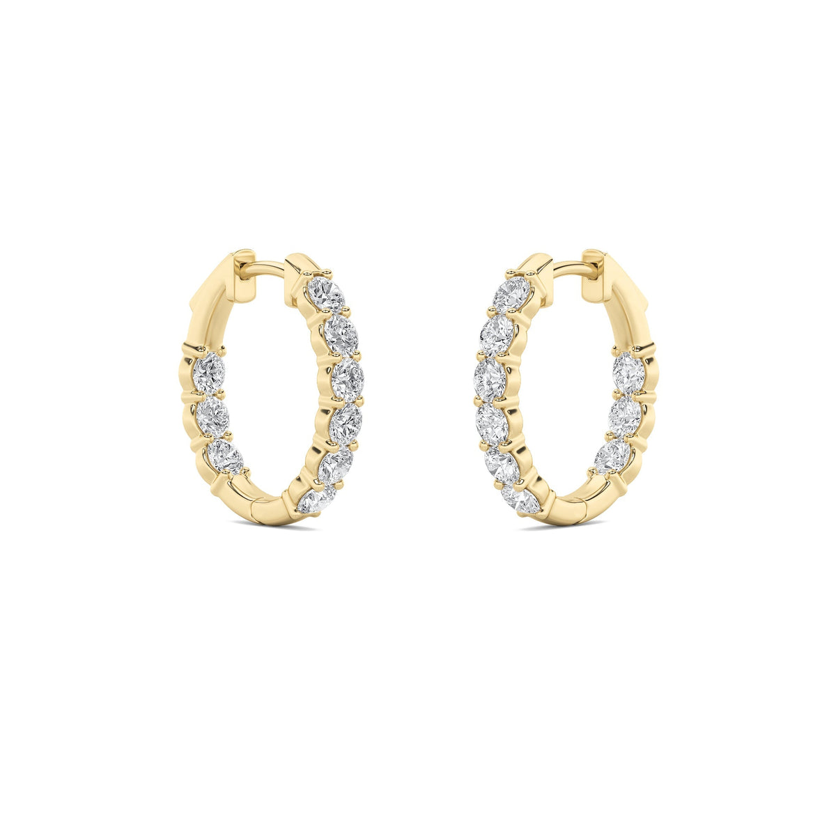 1CTW Round Lab-Grown Diamond Prong Inside Out Hoop Earring 16 Stones