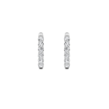 2CTW Round Lab-Grown Diamond Prong Inside Out Hoop Earrings 18 Stones