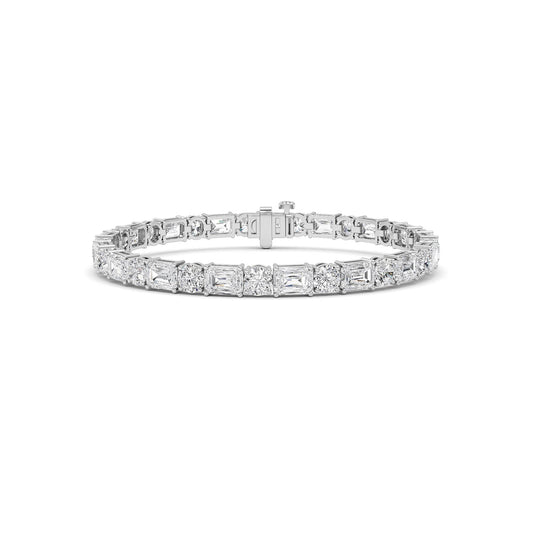 15CTW Emerald And Round Lab-Grown Diamond Prong Bracelet 34 Stones