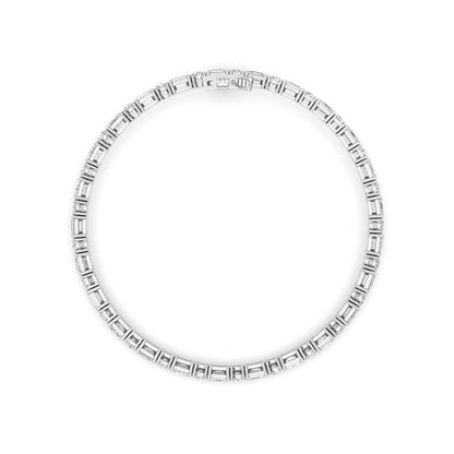 7CTW Emerald And Round Lab-Grown Diamond Prong Bracelet 50 Stones