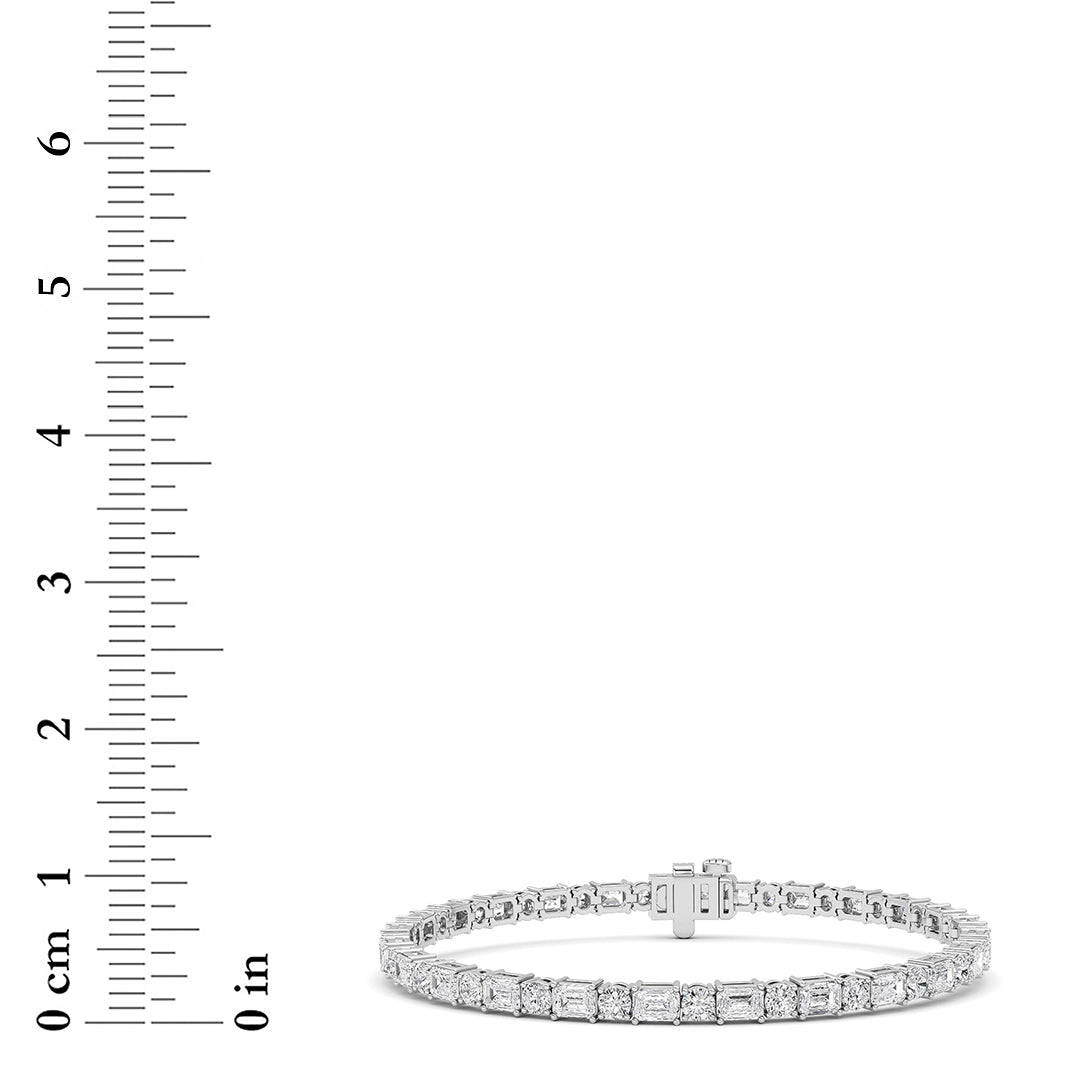 7CTW Emerald And Round Lab-Grown Diamond Prong Bracelet 50 Stones