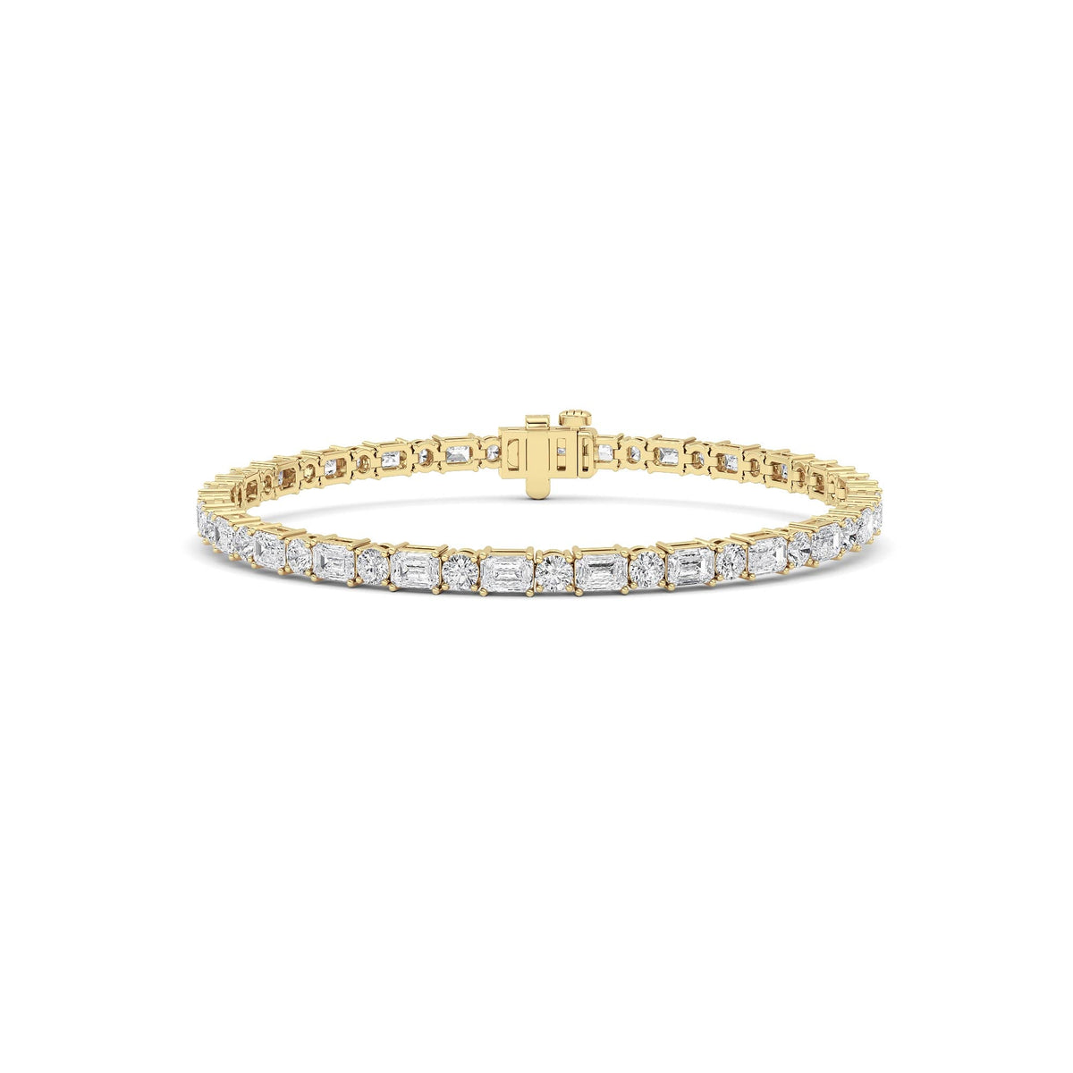 7CTW Emerald And Round Lab-Grown Diamond Prong Bracelet 50 Stones