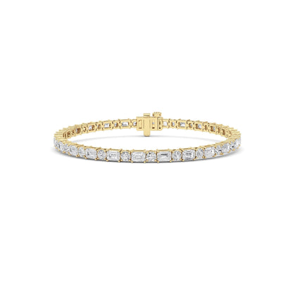 7CTW Emerald And Round Lab-Grown Diamond Prong Bracelet 50 Stones