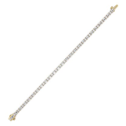 7CTW Emerald And Round Lab-Grown Diamond Prong Bracelet 50 Stones