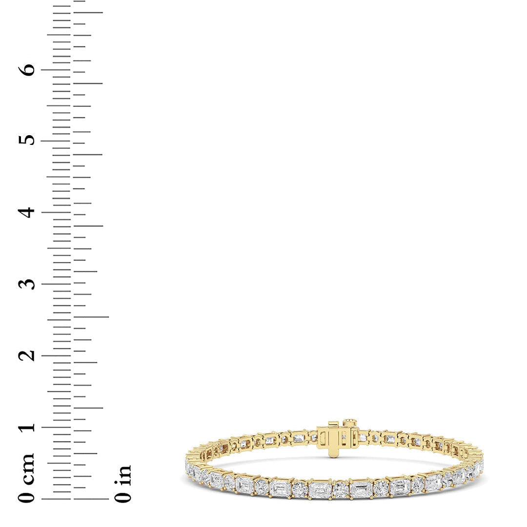 7CTW Emerald And Round Lab-Grown Diamond Prong Bracelet 50 Stones