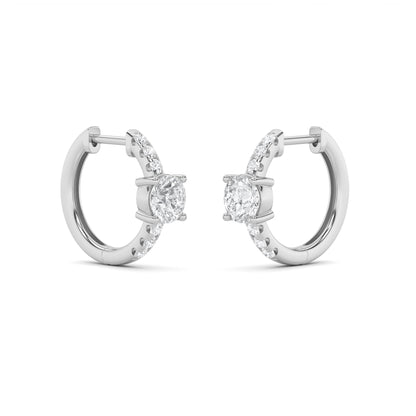 1.5CTW Round Lab-Grown Diamond Prong Solitare Accent Huggie Earrings 14 Stones