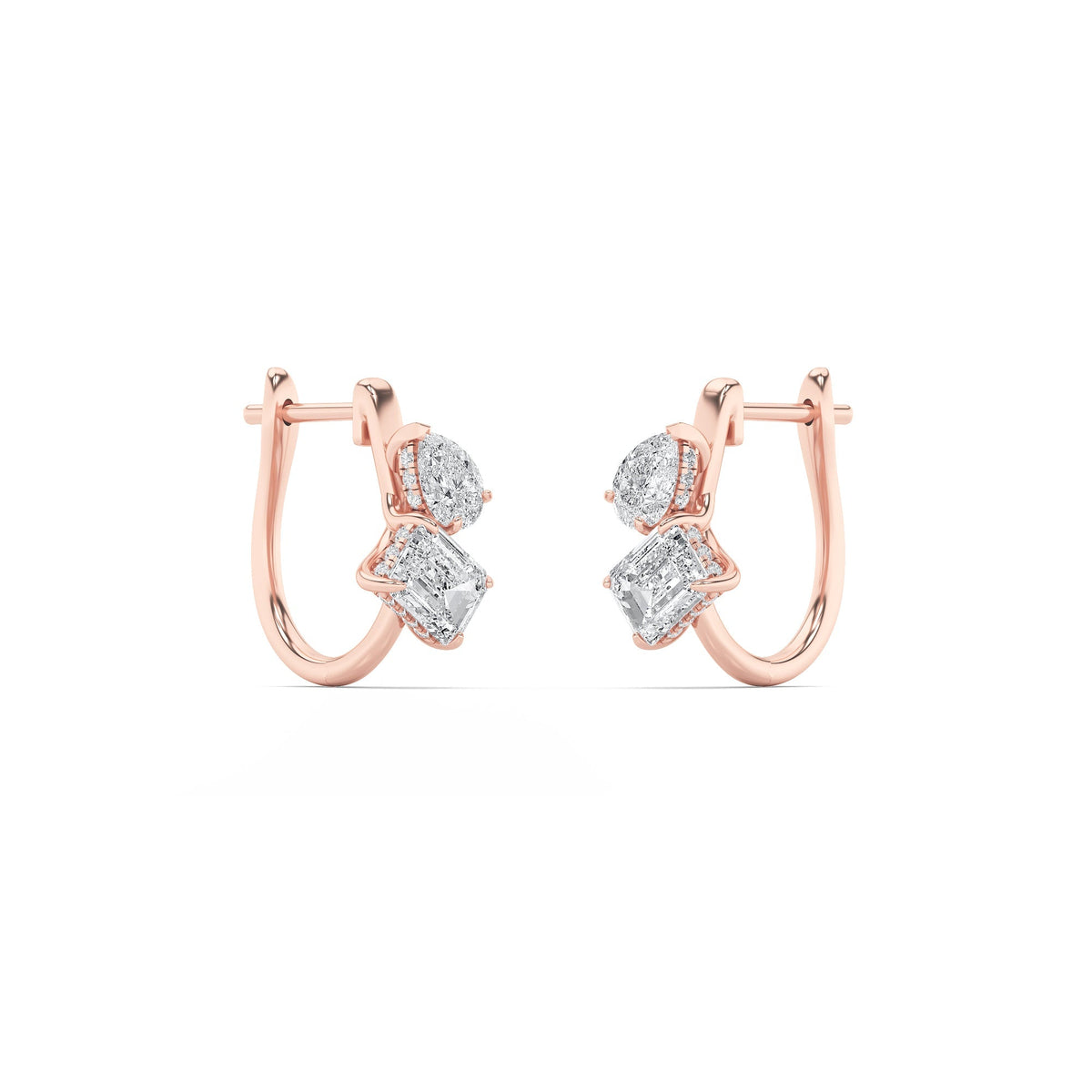 3CTW Mixed Lab-Grown Diamond Toi et Moi Fashion Earrings 46 Stones
