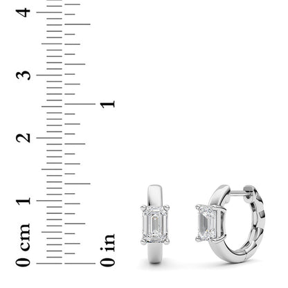 1CTW Emerald Lab-Grown Diamond Prong Huggie Earrings 2 Stones