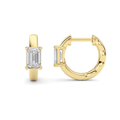 1CTW Emerald Lab-Grown Diamond Prong Huggie Earrings 2 Stones