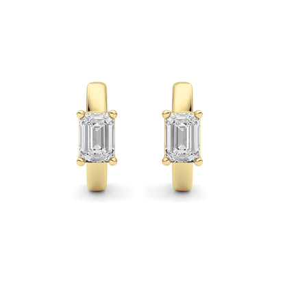 1CTW Emerald Lab-Grown Diamond Prong Huggie Earrings 2 Stones