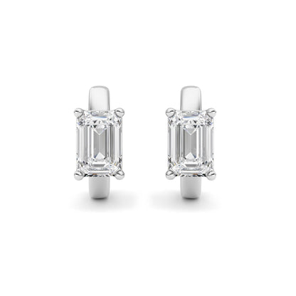 2CTW Emerald Lab-Grown Diamond Prong Huggie Earrings 2 Stones
