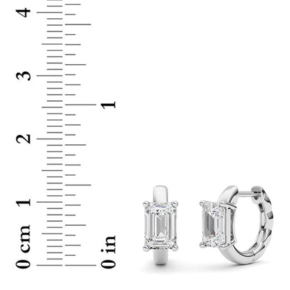 2CTW Emerald Lab-Grown Diamond Prong Huggie Earrings 2 Stones