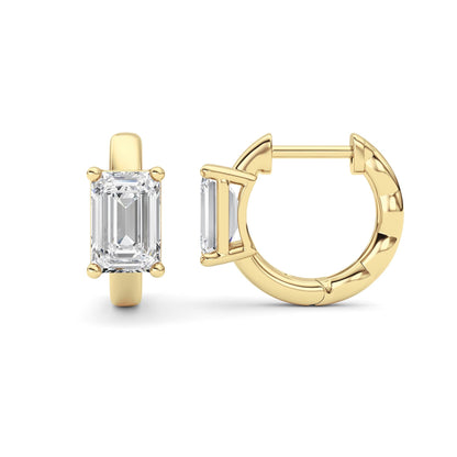 2CTW Emerald Lab-Grown Diamond Prong Huggie Earrings 2 Stones