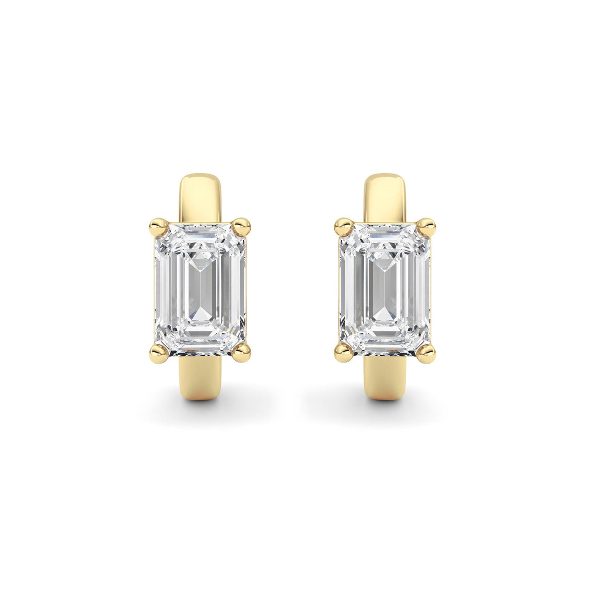 2CTW Emerald Lab-Grown Diamond Prong Huggie Earrings 2 Stones