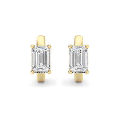 2CTW Emerald Lab-Grown Diamond Prong Huggie Earrings 2 Stones