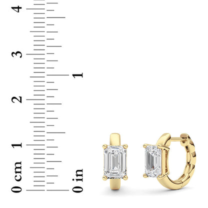 2CTW Emerald Lab-Grown Diamond Prong Huggie Earrings 2 Stones