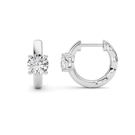 1CTW Round Lab-Grown Diamond Prong Huggie Earrings 2 Stones