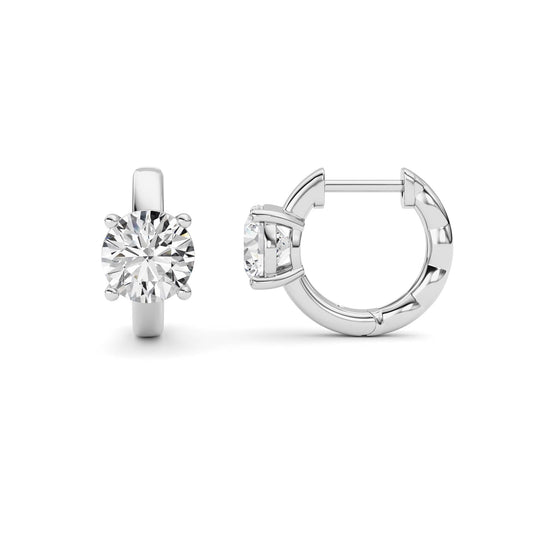 2CTW Round Lab-Grown Diamond Prong Huggie Earrings 2 Stones