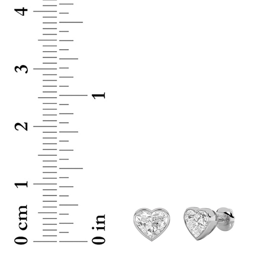 2CTW Heart Lab-Grown Diamond Bezel Set Stud Earrings 2 Stones