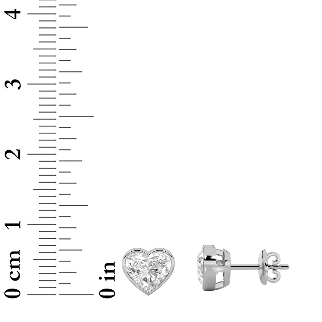 2CTW Heart Lab-Grown Diamond Bezel Set Stud Earrings 2 Stones