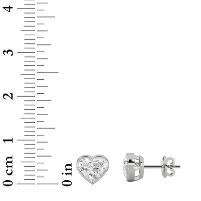 2CTW Heart Lab-Grown Diamond Bezel Set Stud Earrings 2 Stones