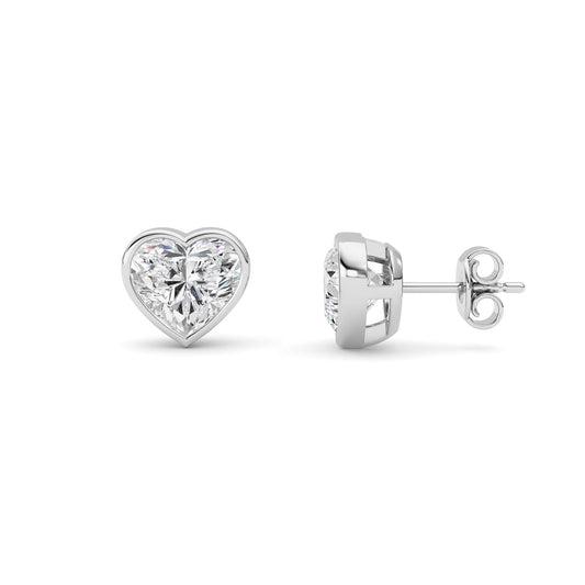 4CTW Heart Lab-Grown Diamond Bezel Set Stud Earrings 2 Stones