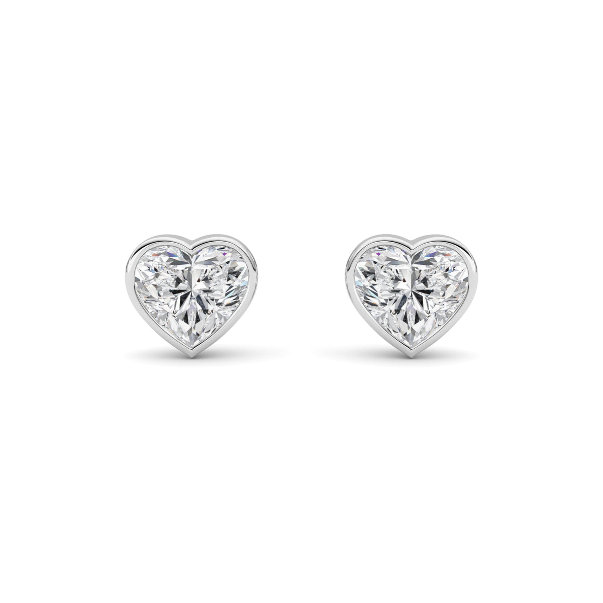 4CTW Heart Lab-Grown Diamond Bezel Set Stud Earrings 2 Stones