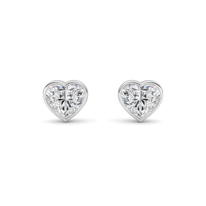 4CTW Heart Lab-Grown Diamond Bezel Set Stud Earrings 2 Stones