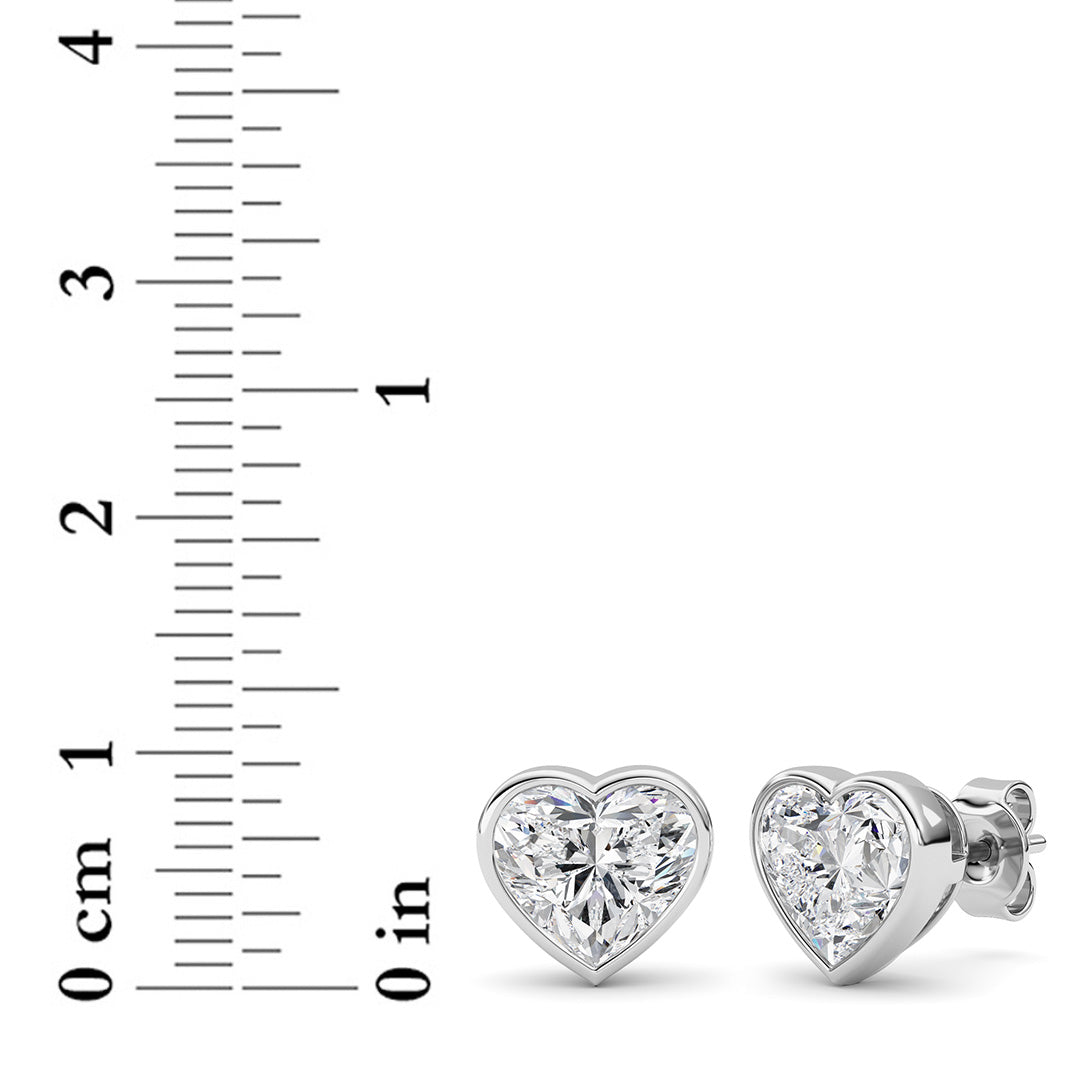 4CTW Heart Lab-Grown Diamond Bezel Set Stud Earrings 2 Stones