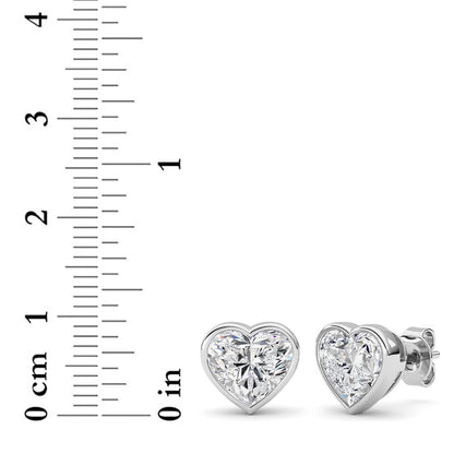 4CTW Heart Lab-Grown Diamond Bezel Set Stud Earrings 2 Stones