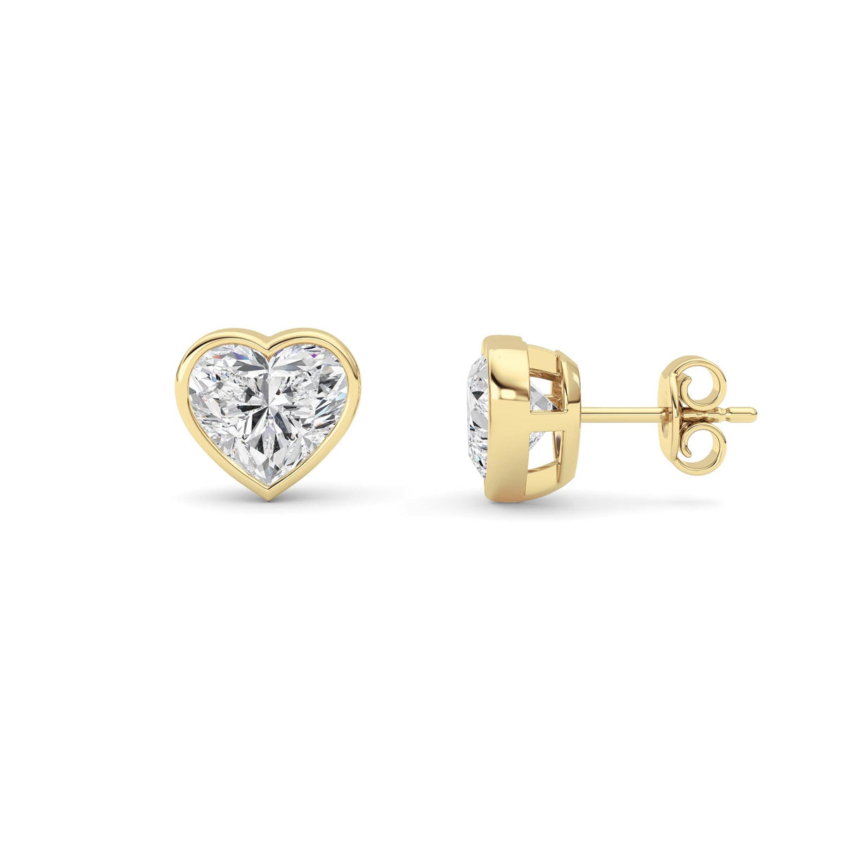 4CTW Heart Lab-Grown Diamond Bezel Set Stud Earrings 2 Stones