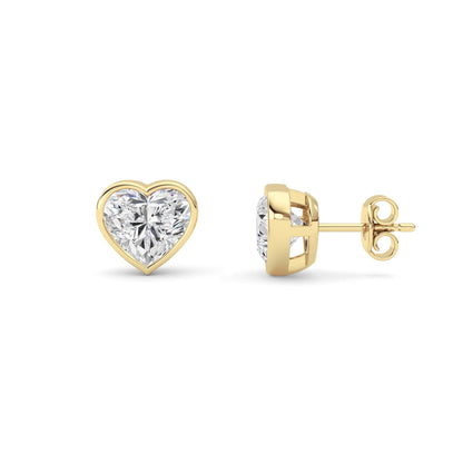 4CTW Heart Lab-Grown Diamond Bezel Set Stud Earrings 2 Stones